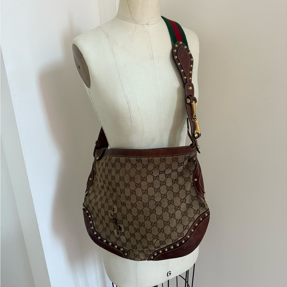 vintage Gucci Brown Monogram Shoulder Bag (project bag)